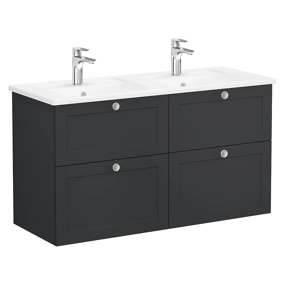 Vitra Root Classic 120 Cm Mat Grafit Dört Çekmeceli Köşeli Lavabolu Lavabo Dolabı