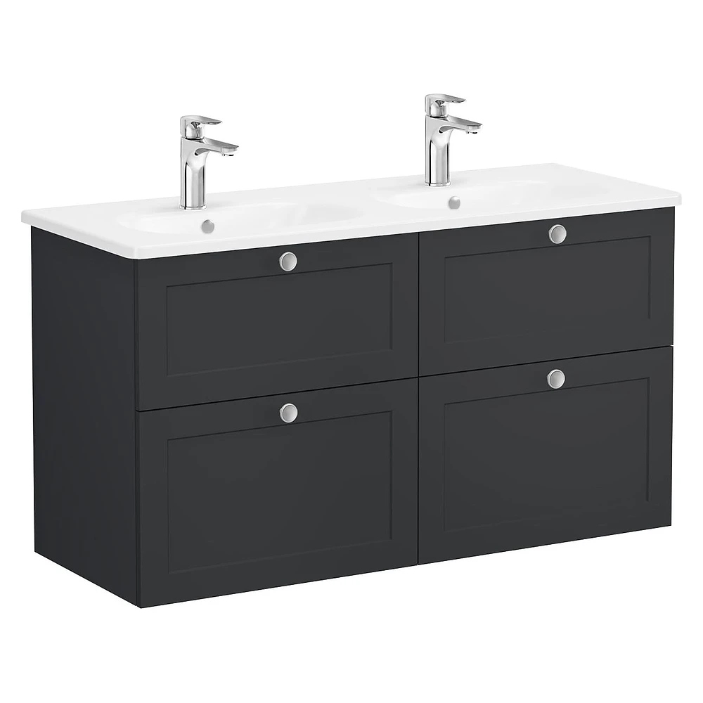 Vitra Root Classic 120 Cm Mat Grafit Dört Çekmeceli Yuvarlak Lavabolu Lavabo Dolabı