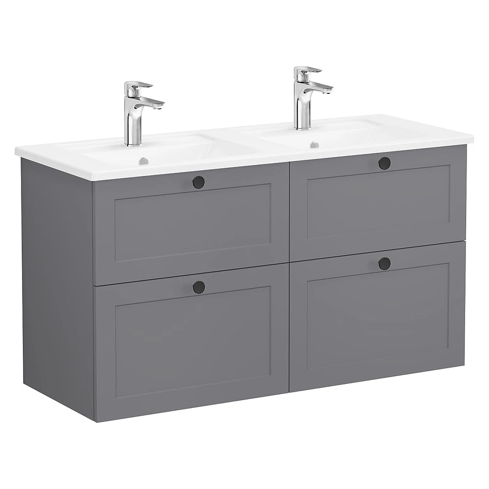 Vitra Root Classic 120 Cm Mat Gri Dört Çekmeceli Köşeli Lavabolu Lavabo Dolabı