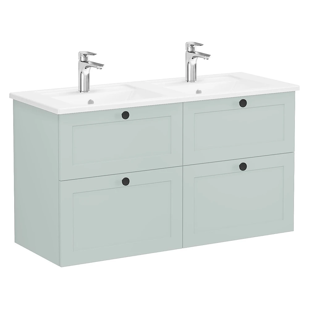 Vitra Root Classic 120 Cm Mat Retro Yeşil Dört Çekmeceli Köşeli Lavabolu Lavabo Dolabı
