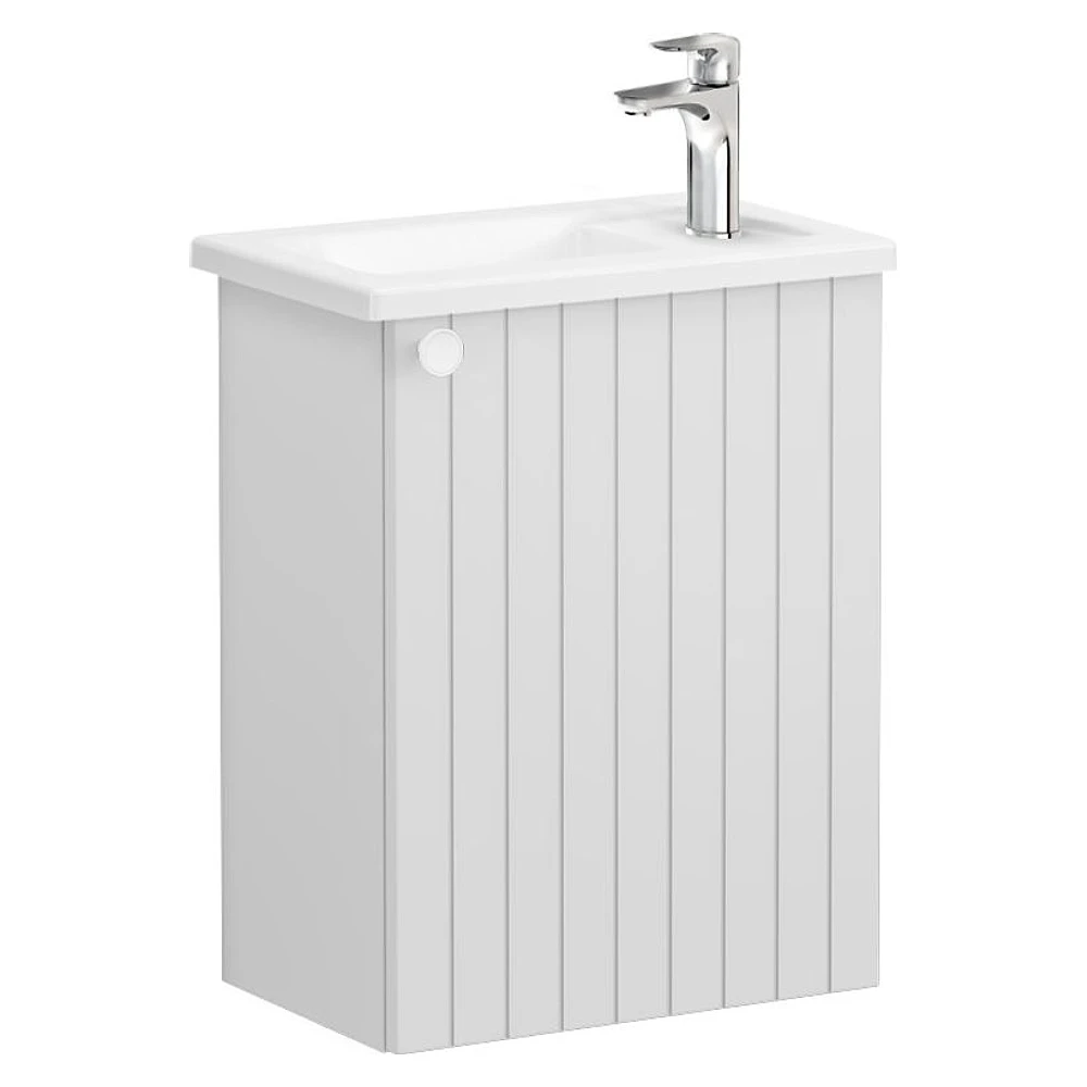 Vitra Root Groove 45 Cm Mat Açık Gri Tek Kapaklı Dar Köşeli Lavabolu Sağ Lavabo Dolabı