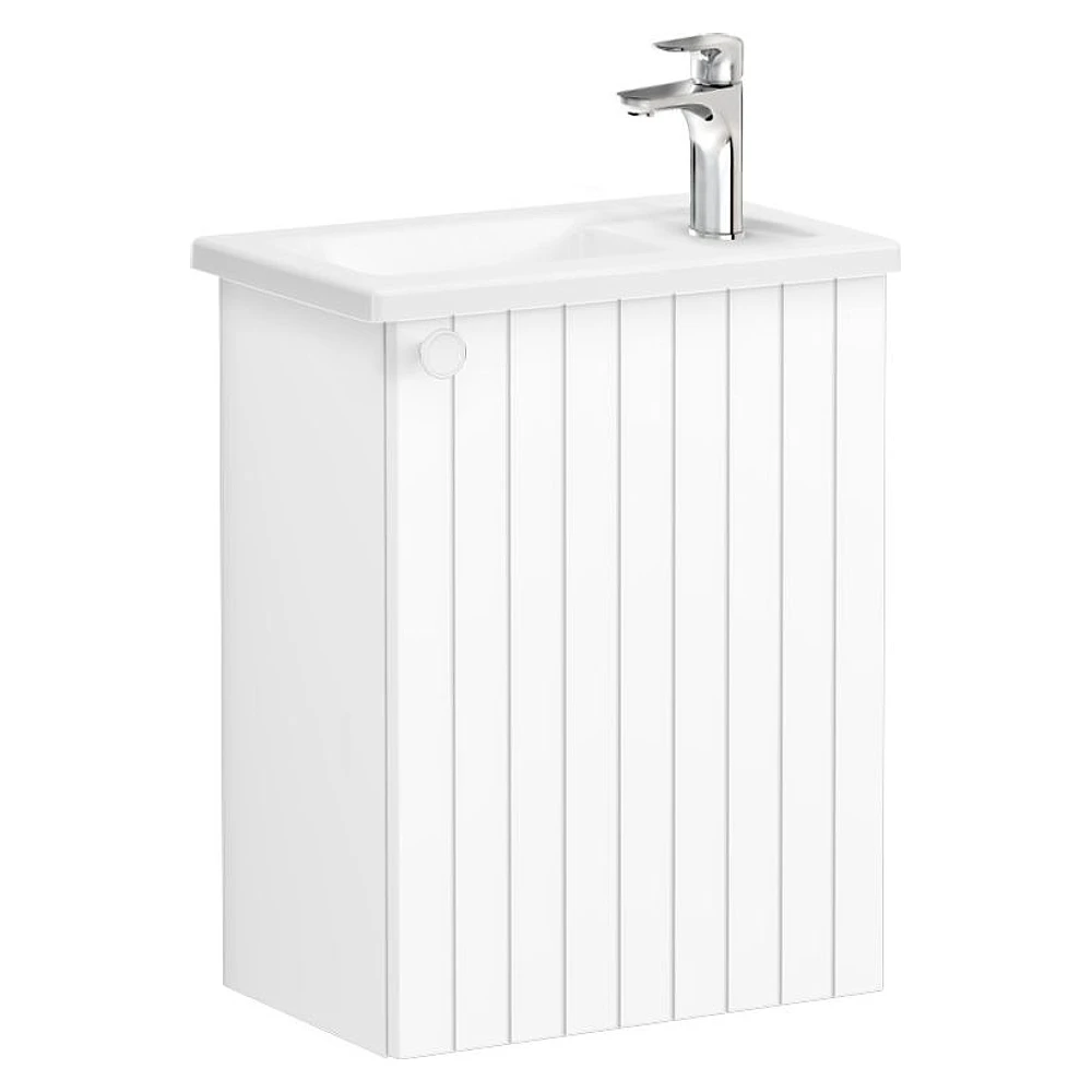 Vitra Root Groove 45 Cm Mat Beyaz Tek Kapaklı Dar Köşeli Lavabolu Sağ Lavabo Dolabı