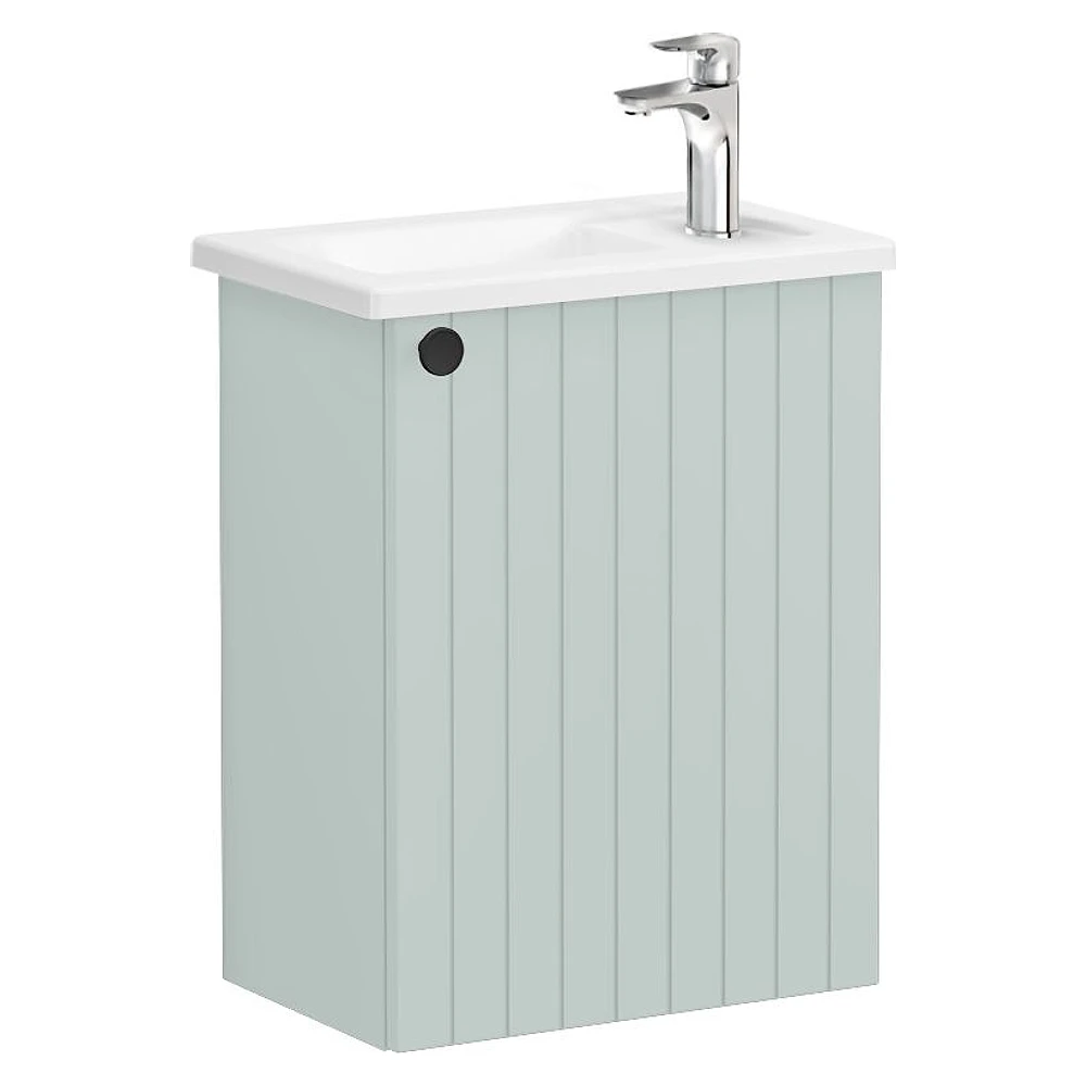 Vitra Root Groove 45 Cm Mat Retro Yeşil Tek Kapaklı Dar Köşeli Lavabolu Sağ Lavabo Dolabı