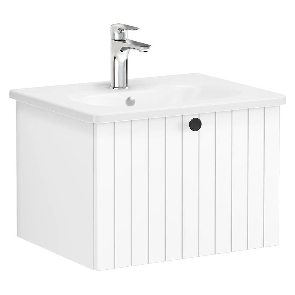 Vitra Root Groove 60 Cm Mat Beyaz Tek Çekmeceli Yuvarlak Lavabolu Lavabo Dolabı