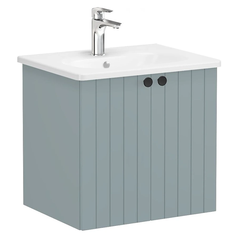 Vitra Root Groove 60 Cm Mat Fiyord Yeşili İki Kapaklı Yuvarlak Lavabolu Lavabo Dolabı