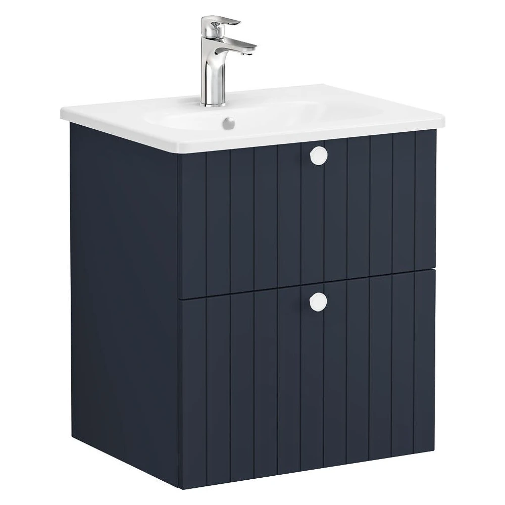 Vitra Root Groove 60 Cm Mat Lacivert İki Çekmeceli Yuvarlak Lavabolu Lavabo Dolabı