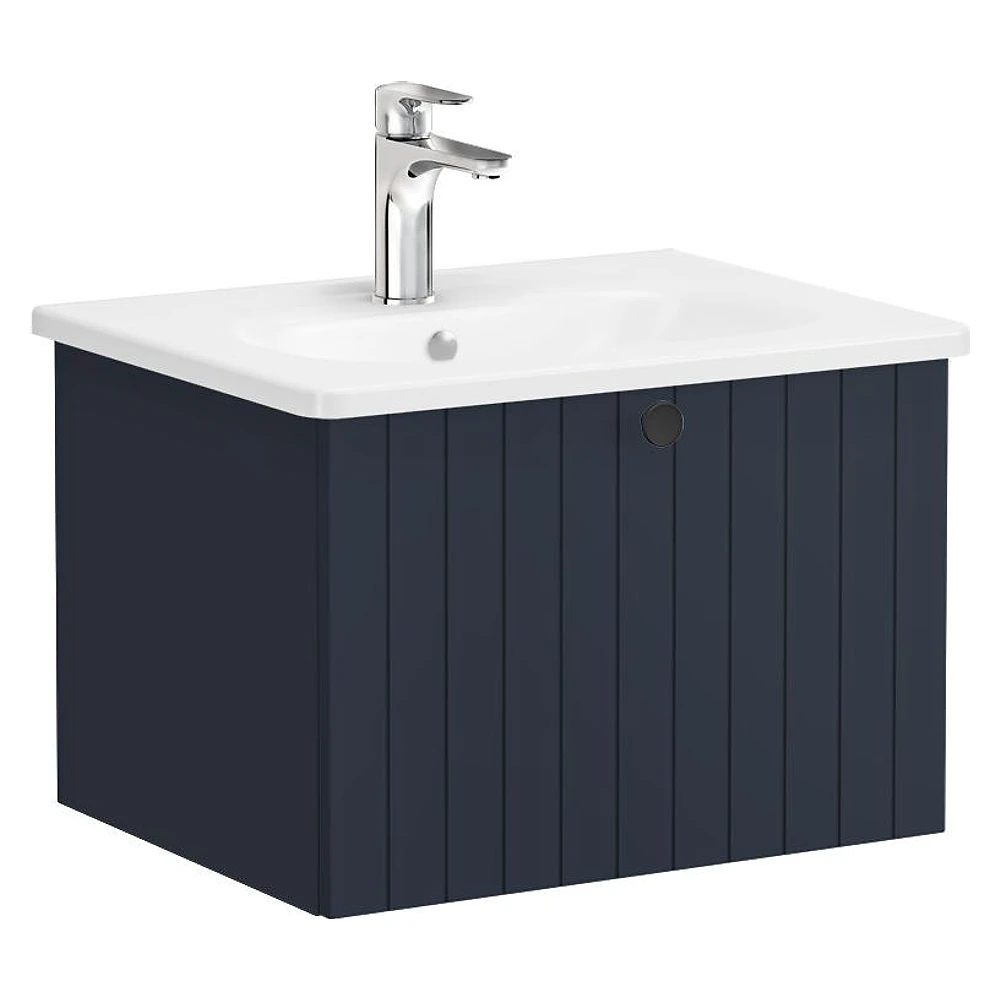 Vitra Root Groove 60 Cm Mat Lacivert Tek Çekmeceli Yuvarlak Lavabolu Lavabo Dolabı