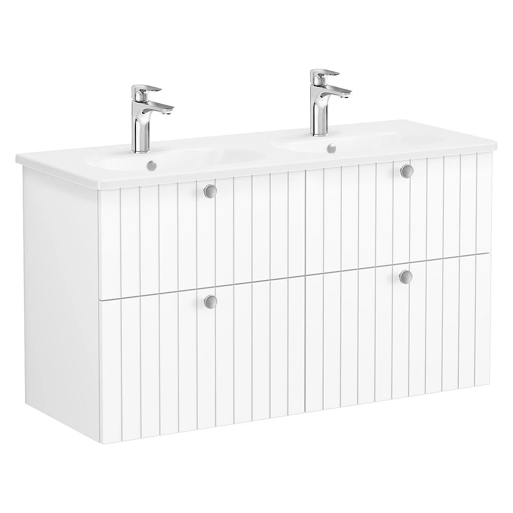 Vitra Root Groove 120 Cm Mat Beyaz Dört Çekmeceli Yuvarlak Lavabolu Lavabo Dolabı