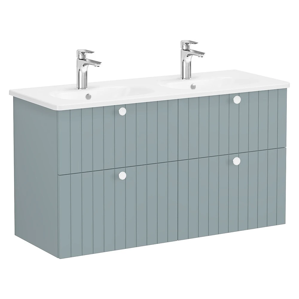 Vitra Root Groove 120 Cm Mat Fiyord Yeşili Dört Çekmeceli Yuvarlak Lavabolu Lavabo Dolabı
