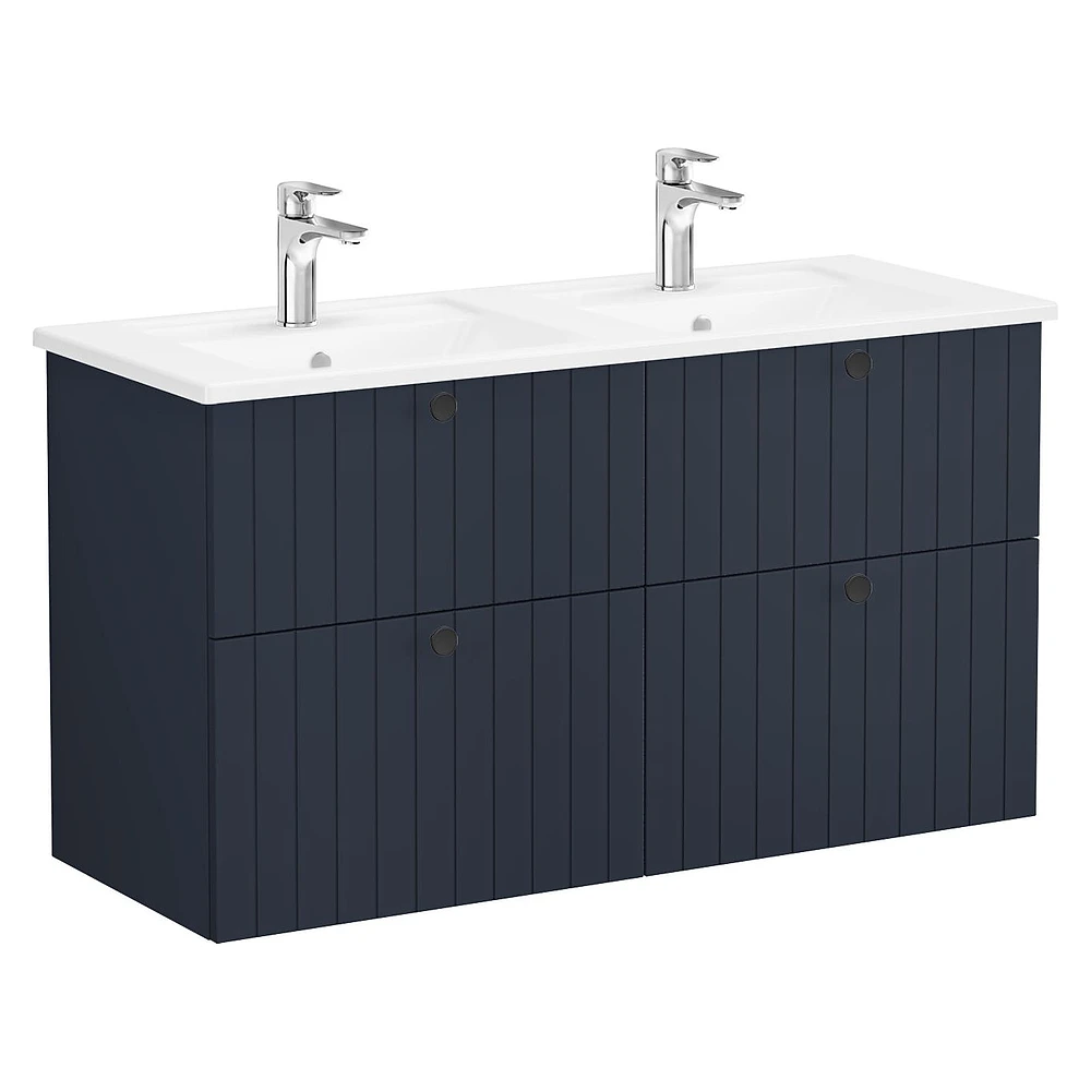 Vitra Root Groove 120 Cm Mat Lacivert Dört Çekmeceli Köşeli Lavabolu Lavabo Dolabı