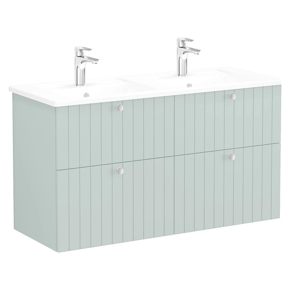 Vitra Root Groove 120 Cm Mat Retro Yeşil Dört Çekmeceli Köşeli Lavabolu Lavabo Dolabı