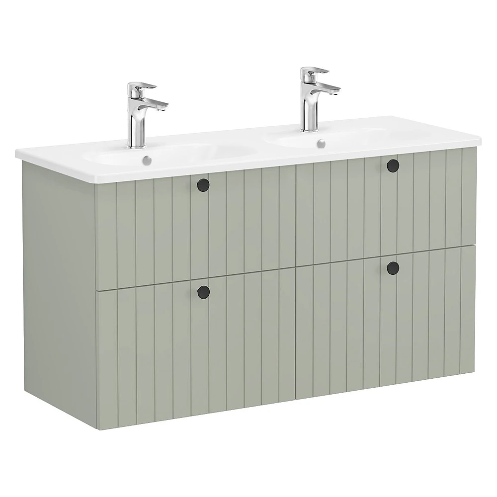 Vitra Root Groove 120 Cm Mat Retro Yeşil Dört Çekmeceli Yuvarlak Lavabolu Lavabo Dolabı