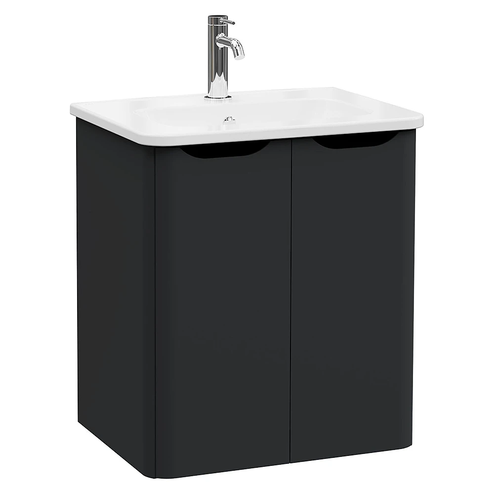 Vitra Integra Round 60 Cm Mat Grafit İki Kapaklı Lavabo Dolabı