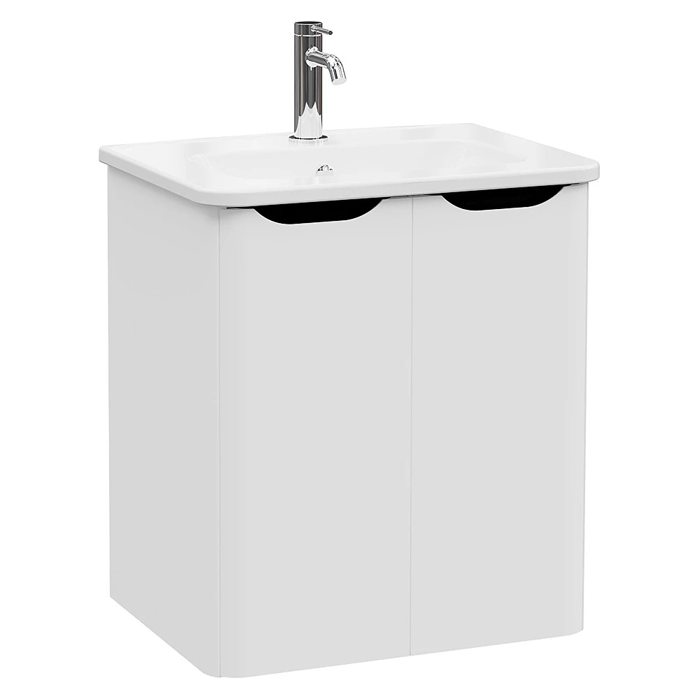 Vitra Integra Round 60 Cm Mat Açık Gri İki Kapaklı Lavabo Dolabı