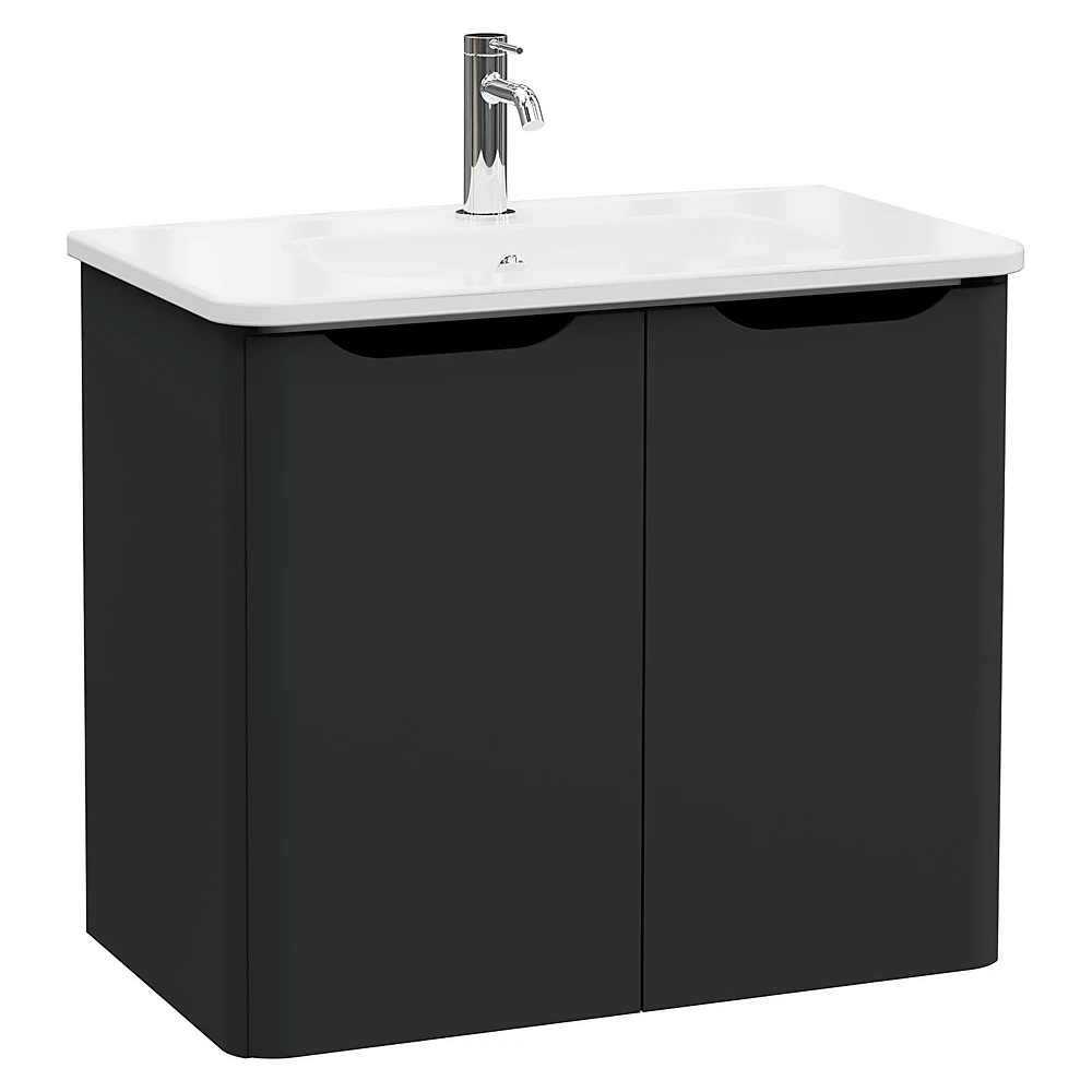 Vitra Integra Round 80 Cm Mat Grafit İki Kapaklı Lavabo Dolabı