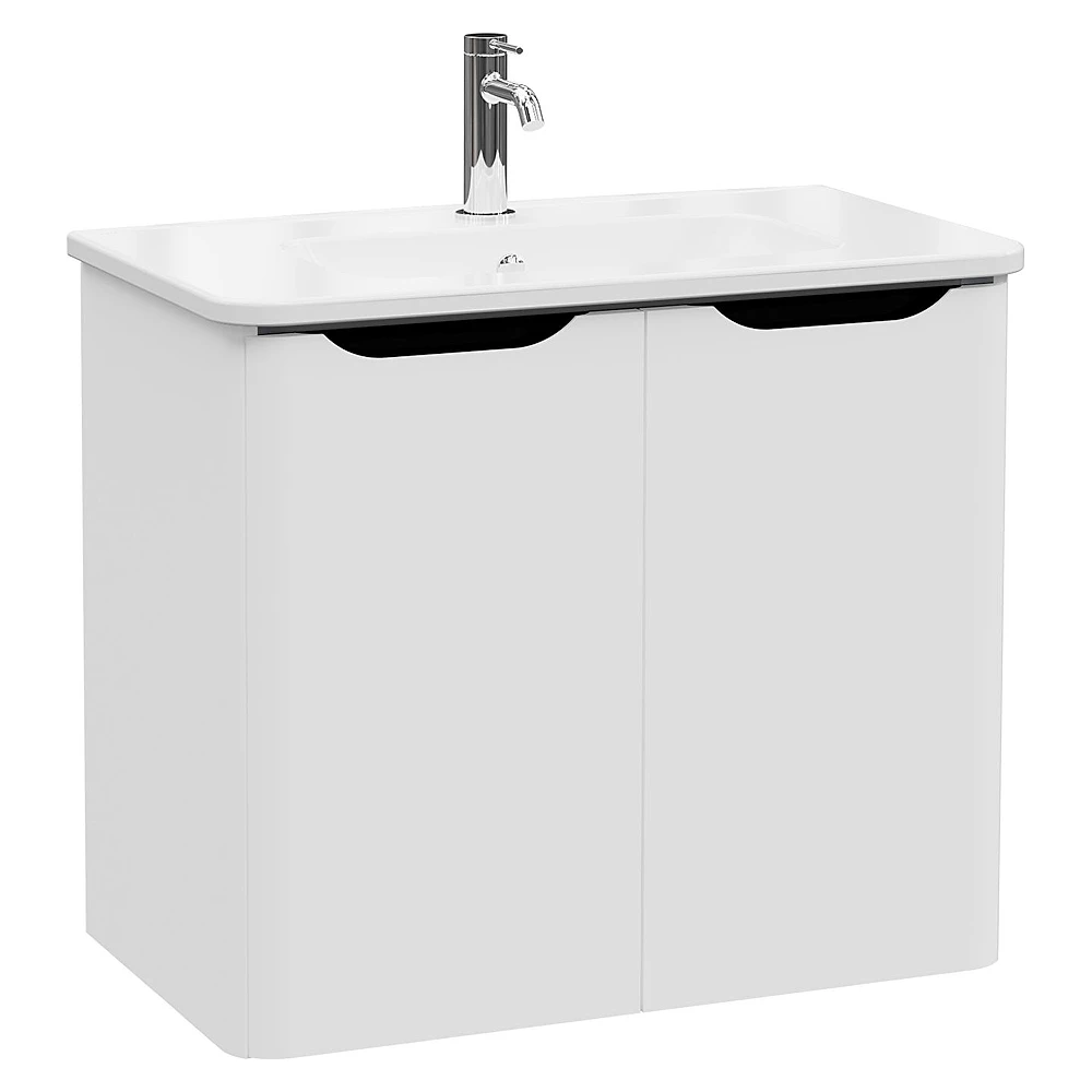 Vitra Integra Round 80 Cm Mat Açık Gri İki Kapaklı Lavabo Dolabı