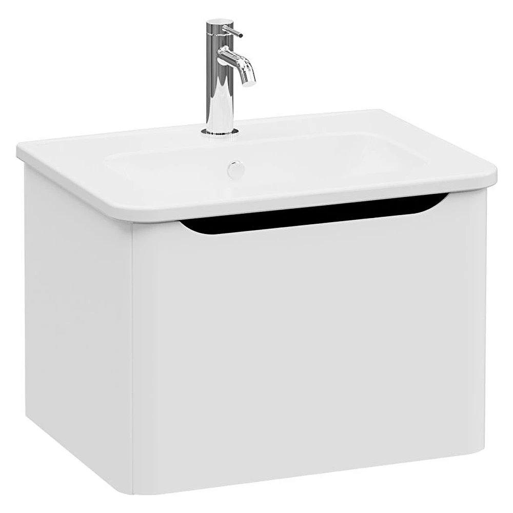 Vitra Integra Round 60 Cm Mat Açık Gri Tek Çekmeceli Lavabo Dolabı