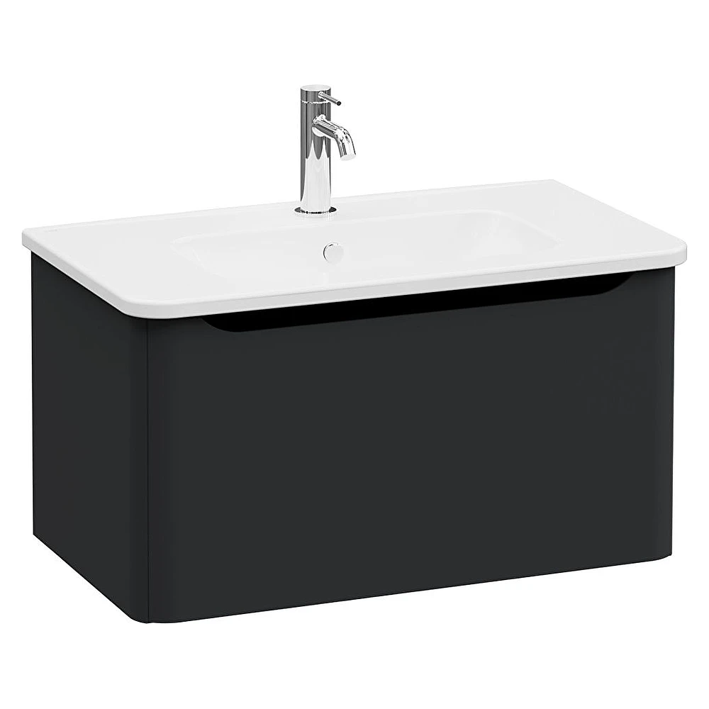 Vitra Integra Round 80 Cm Mat Grafit Tek Çekmeceli Lavabo Dolabı