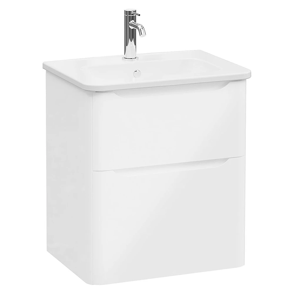 Vitra Integra Round 60 Cm Parlak Beyaz İki Çekmeceli Lavabo Dolabı