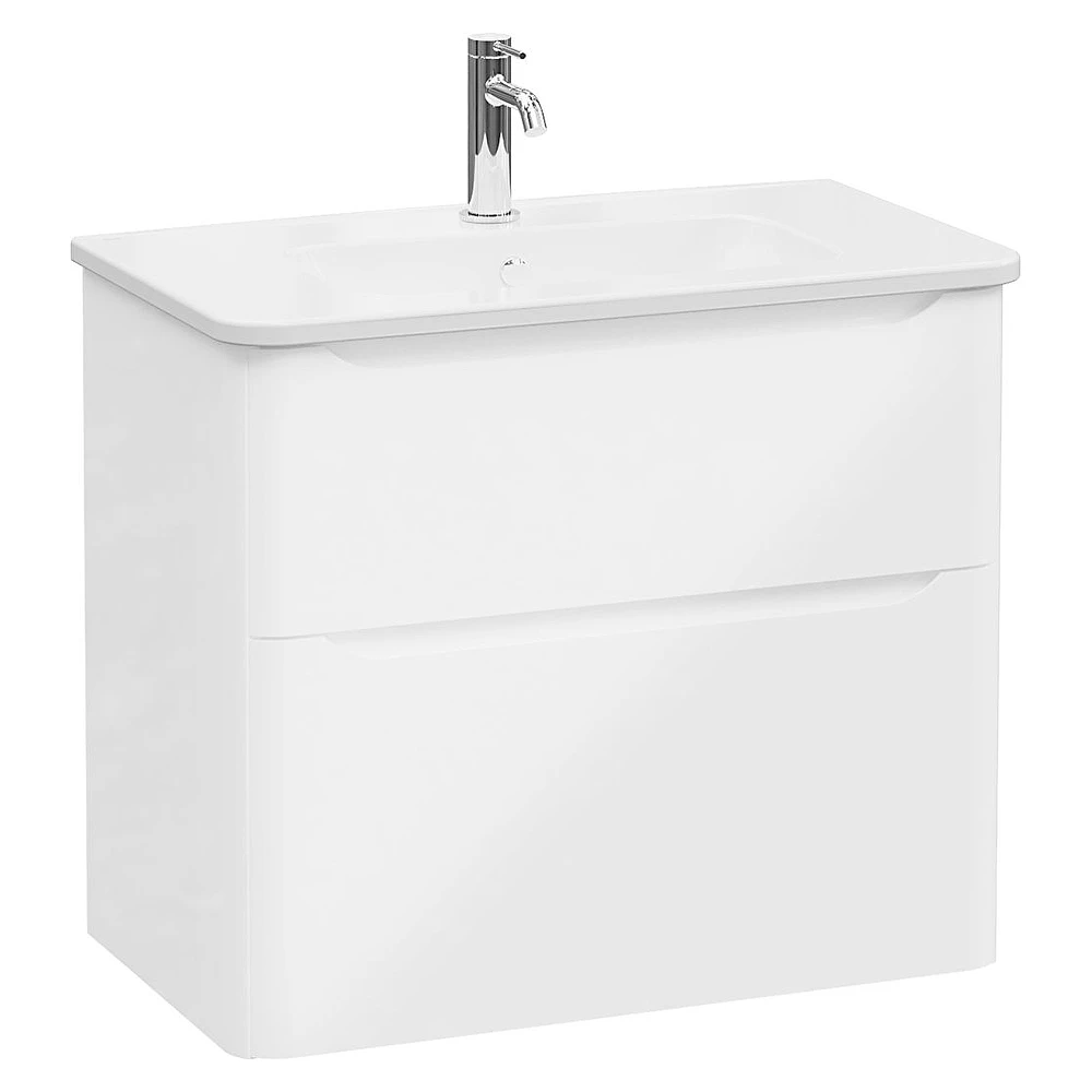 Vitra Integra Round 80 Cm Parlak Beyaz İki Çekmeceli Lavabo Dolabı