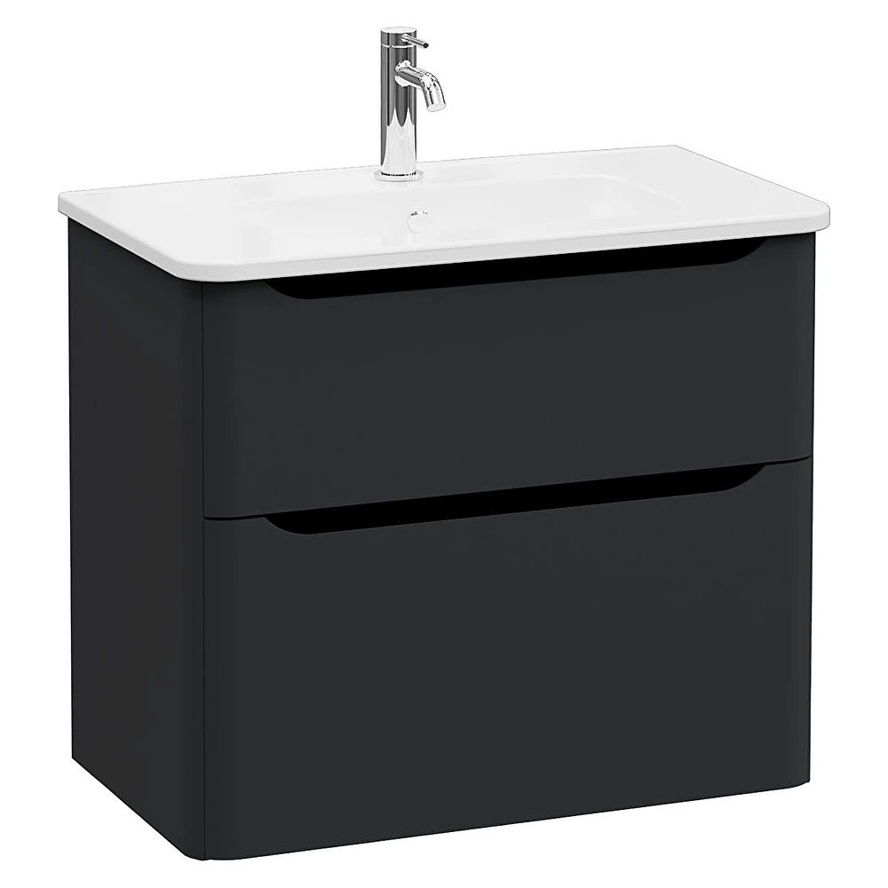 Vitra Integra Round 80 Cm Mat Grafit İki Çekmeceli Lavabo Dolabı