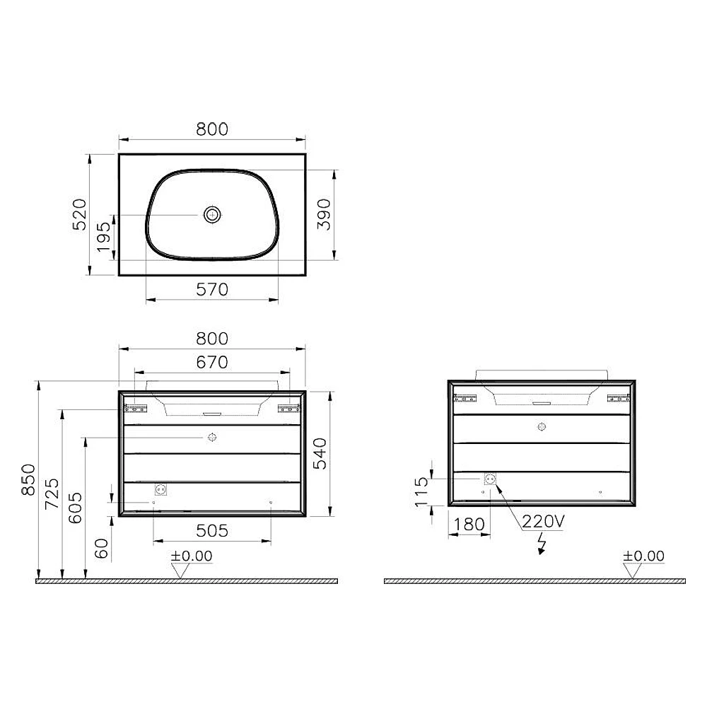 Vitra Frame 80 Cm Mat Soft Beyaz & Dore Meşe İki Çekmeceli Tezgahüstü Lavabolu Armatür Deliksiz Lavabo Dolabı 2