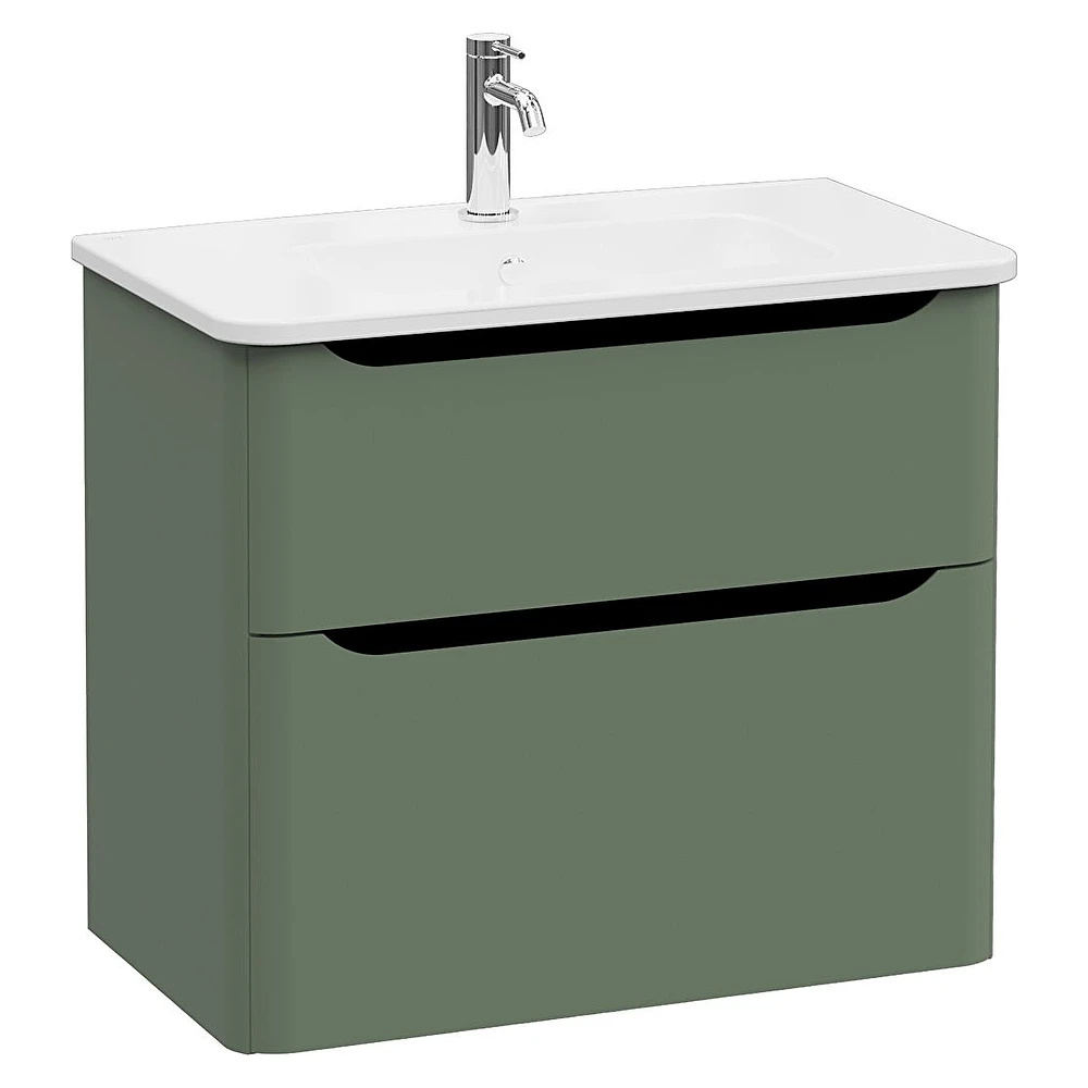 Vitra Integra Round 80 Cm Mat Yeşil İki Çekmeceli Lavabo Dolabı
