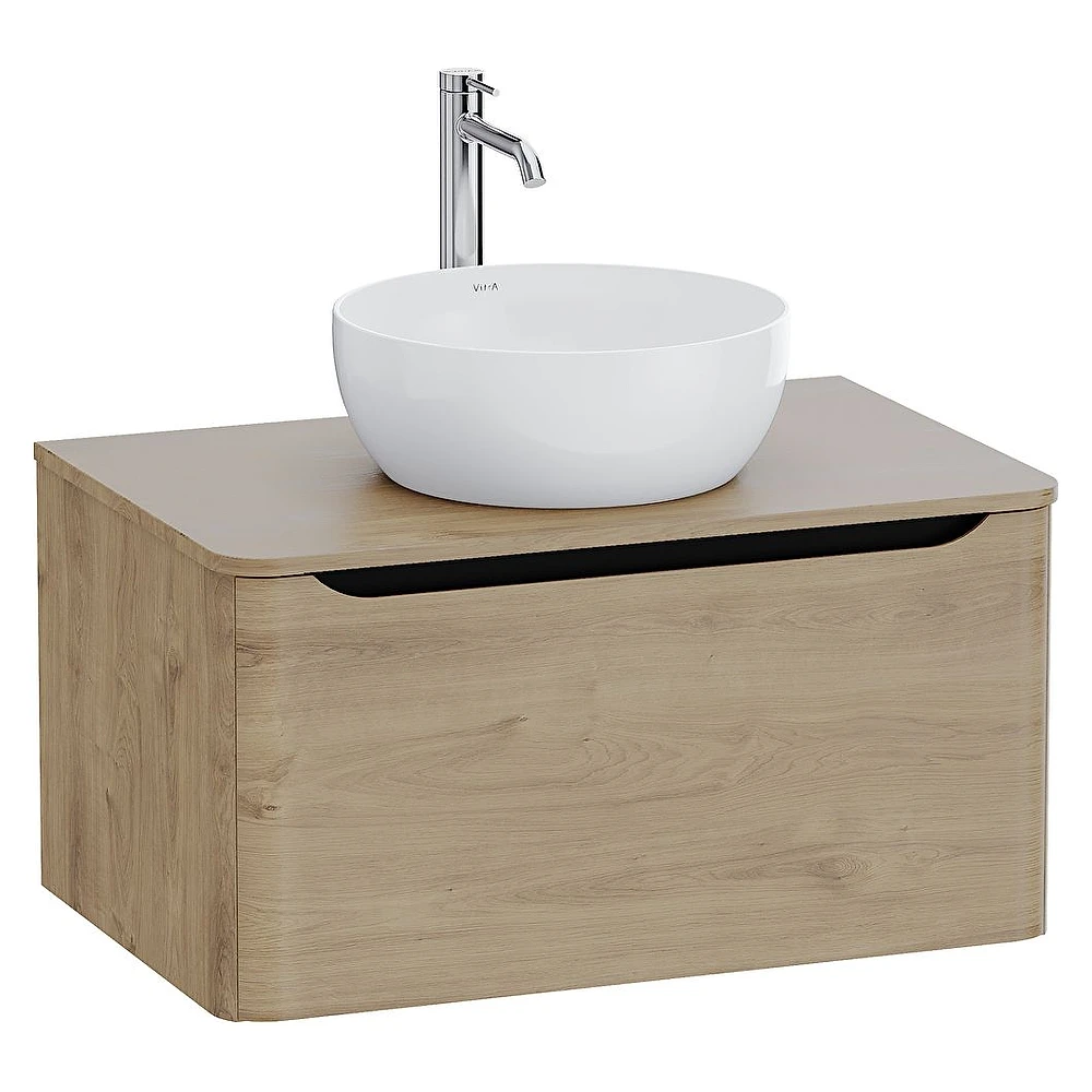 Vitra Integra Round 80 Cm Altın Meşe Tek Çekmeceli Lavabosuz Lavabo Dolabı