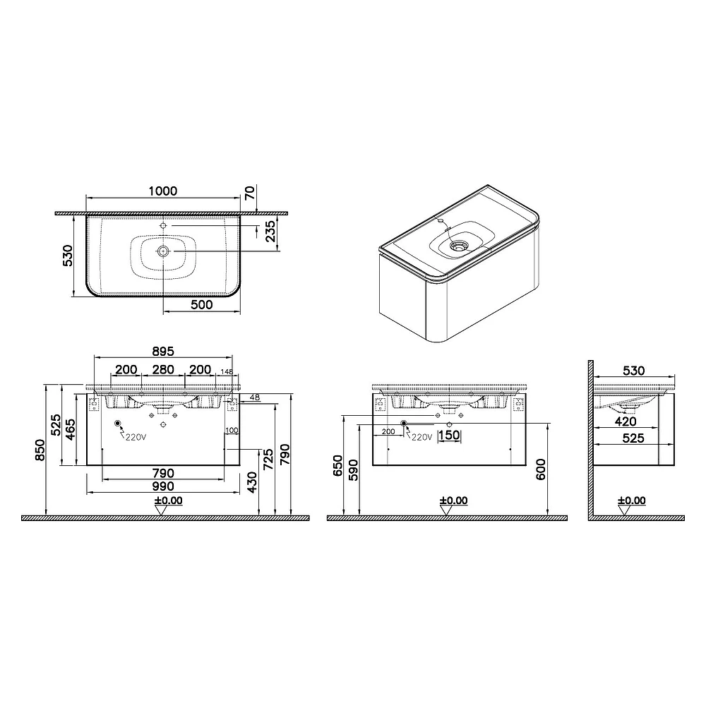 Vitra Glora 100 Cm Mat Soft Beyaz Tek Çekmeceli Lavabo Dolabı 2