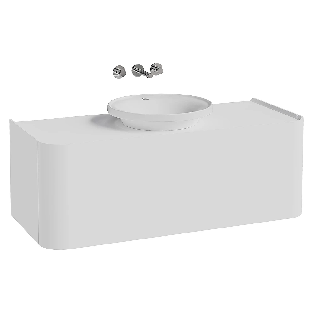 Vitra Glora 120 Cm Mat Soft Beyaz Tek Çekmeceli Tezgahlı Çanak Lavabolu Lavabo Dolabı