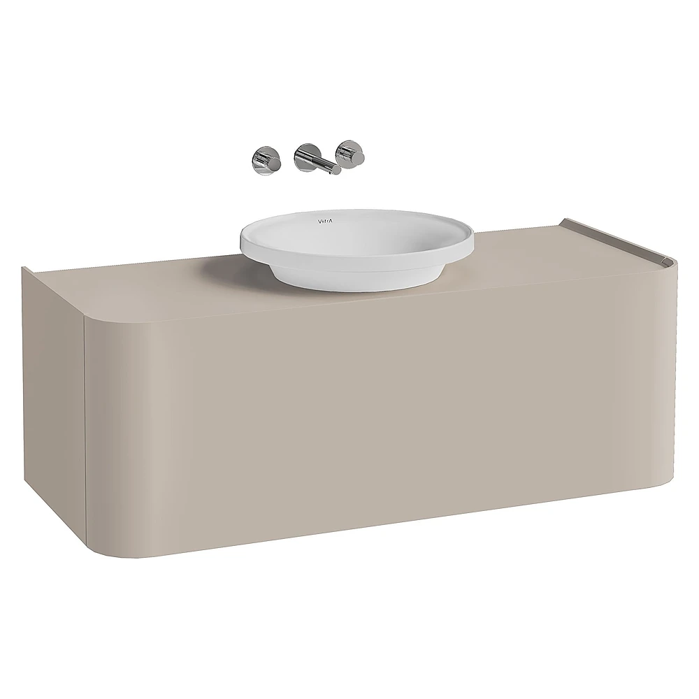 Vitra Glora 120 Cm Mat Soft Bej Tek Çekmeceli Tezgahlı Çanak Lavabolu Lavabo Dolabı