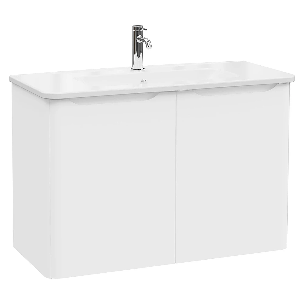 Vitra Integra Round 100 Cm Mat Beyaz İki Kapaklı Lavabo Dolabı