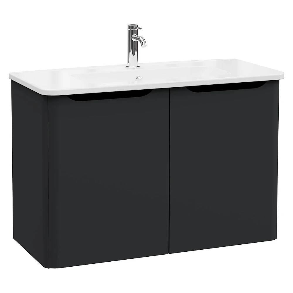 Vitra Integra Round 100 Cm Mat Grafit İki Kapaklı Lavabo Dolabı