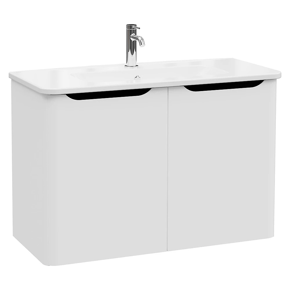 Vitra Integra Round 100 Cm Mat Açık Gri İki Kapaklı Lavabo Dolabı
