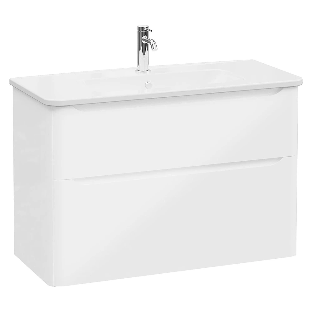 Vitra Integra Round 100 Cm Parlak Beyaz İki Çekmeceli Lavabo Dolabı