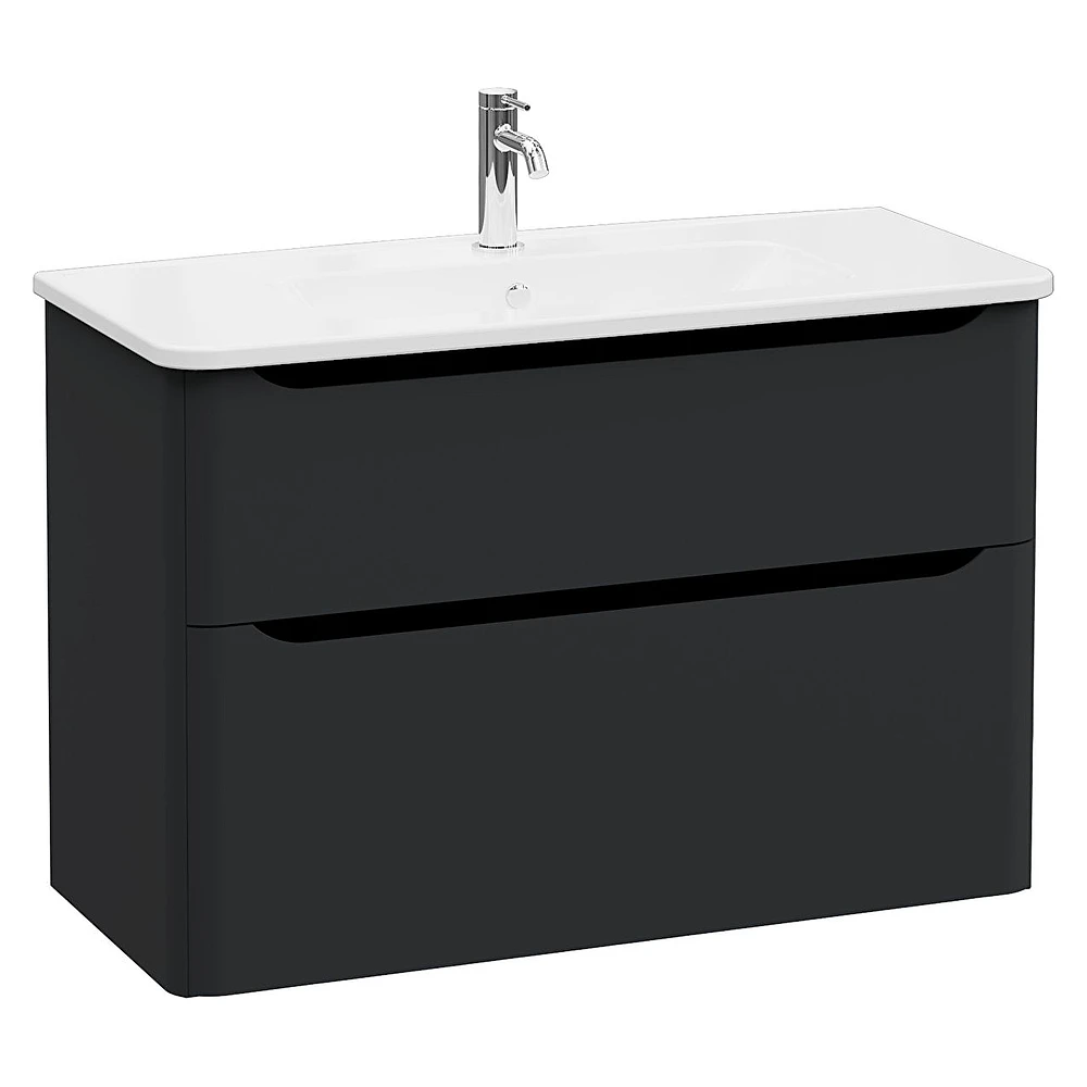 Vitra Integra Round 100 Cm Mat Grafit İki Çekmeceli Lavabo Dolabı