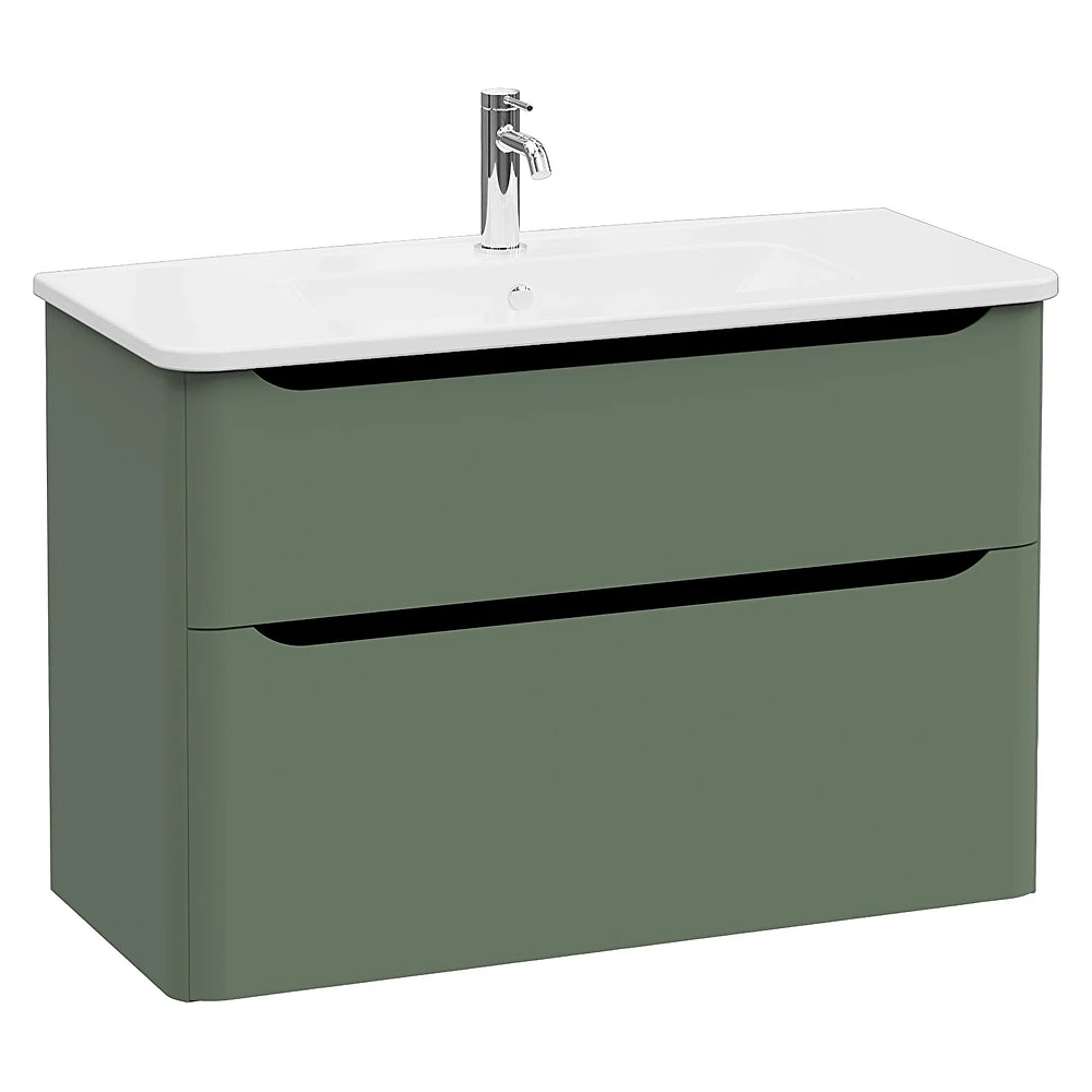 Vitra Integra Round 100 Cm Mat Yeşil İki Çekmeceli Lavabo Dolabı