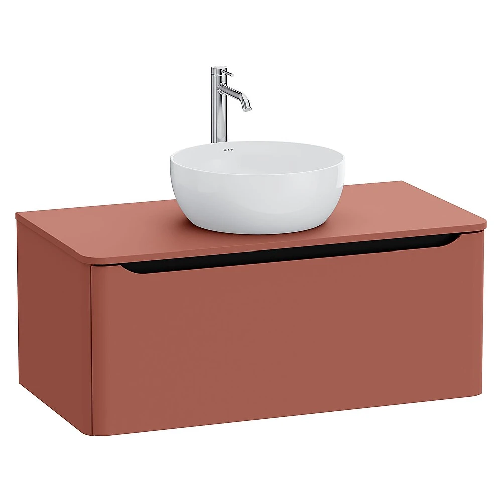 Vitra Integra Round 100 Cm Mat Kırmızı Tek Çekmeceli Lavabosuz Lavabo Dolabı