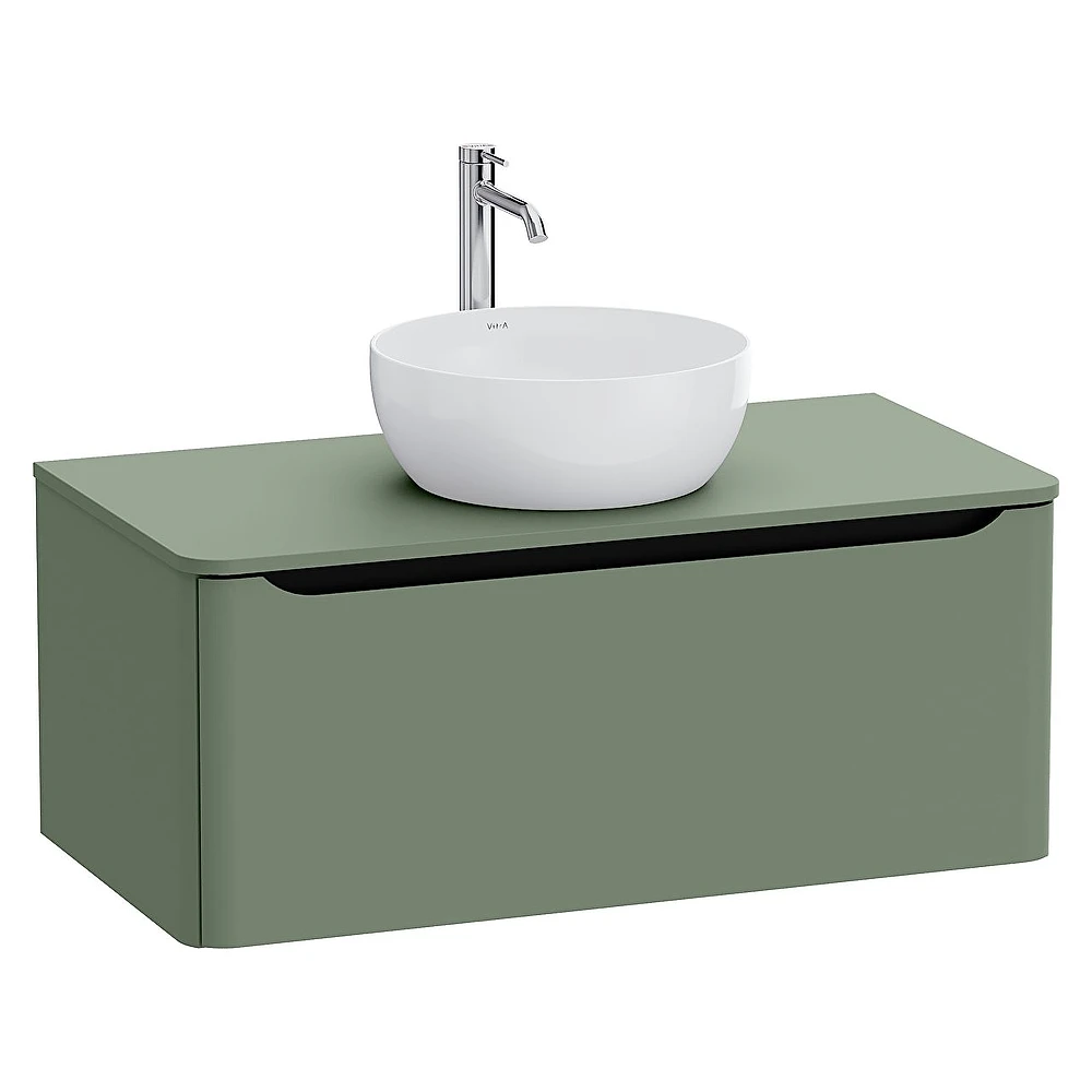 Vitra Integra Round 100 Cm Mat Yeşil Tek Çekmeceli Lavabosuz Lavabo Dolabı