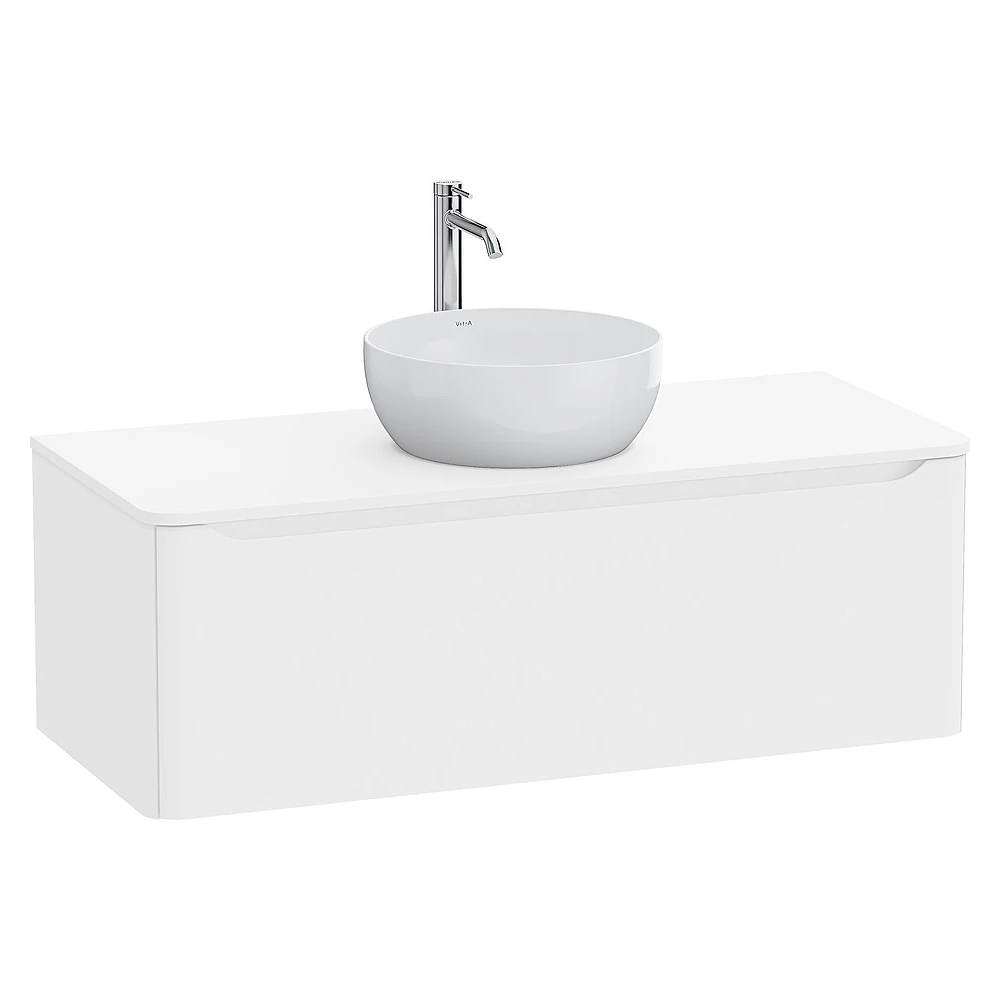 Vitra Integra Round 120 Cm Mat Beyaz Tek Çekmeceli Lavabosuz Lavabo Dolabı