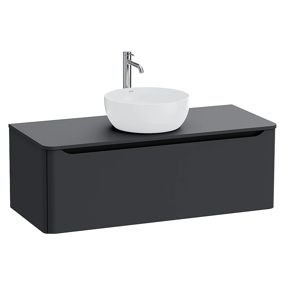 Vitra Integra Round 120 Cm Mat Grafit Tek Çekmeceli Lavabosuz Lavabo Dolabı