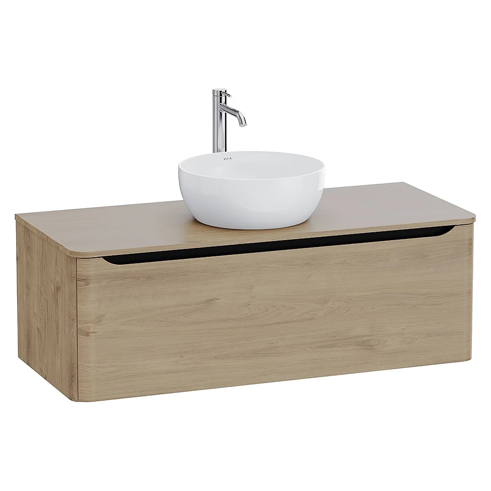 Vitra Integra Round 120 Cm Altın Meşe Tek Çekmeceli Lavabosuz Lavabo Dolabı
