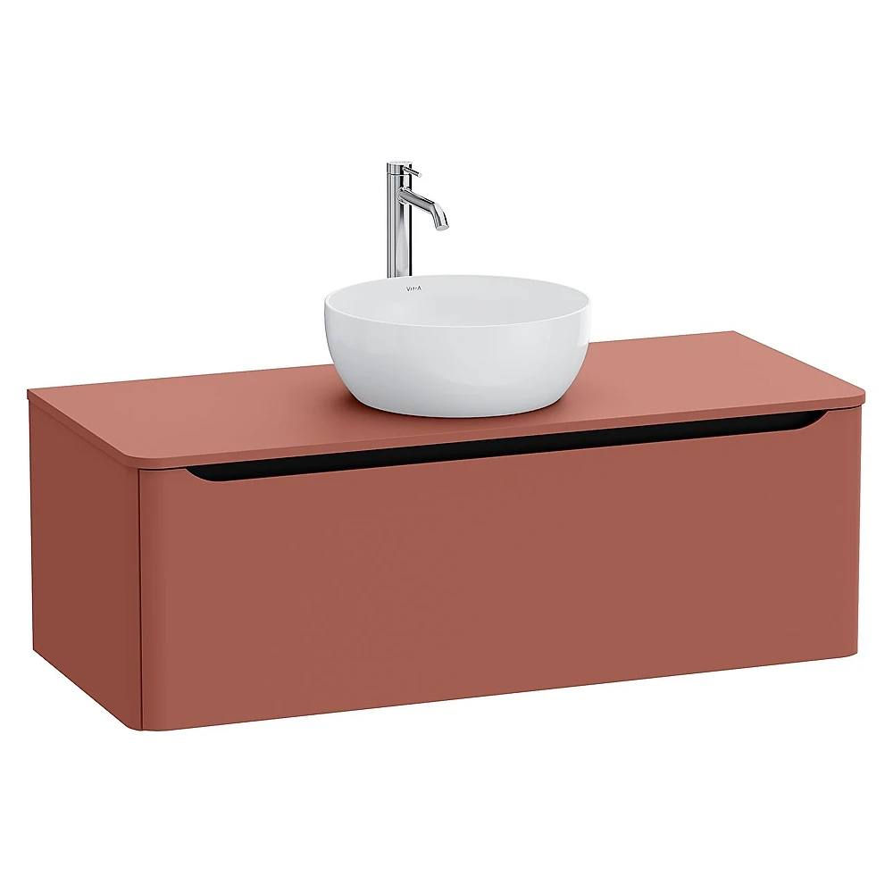 Vitra Integra Round 120 Cm Mat Kırmızı Tek Çekmeceli Lavabosuz Lavabo Dolabı