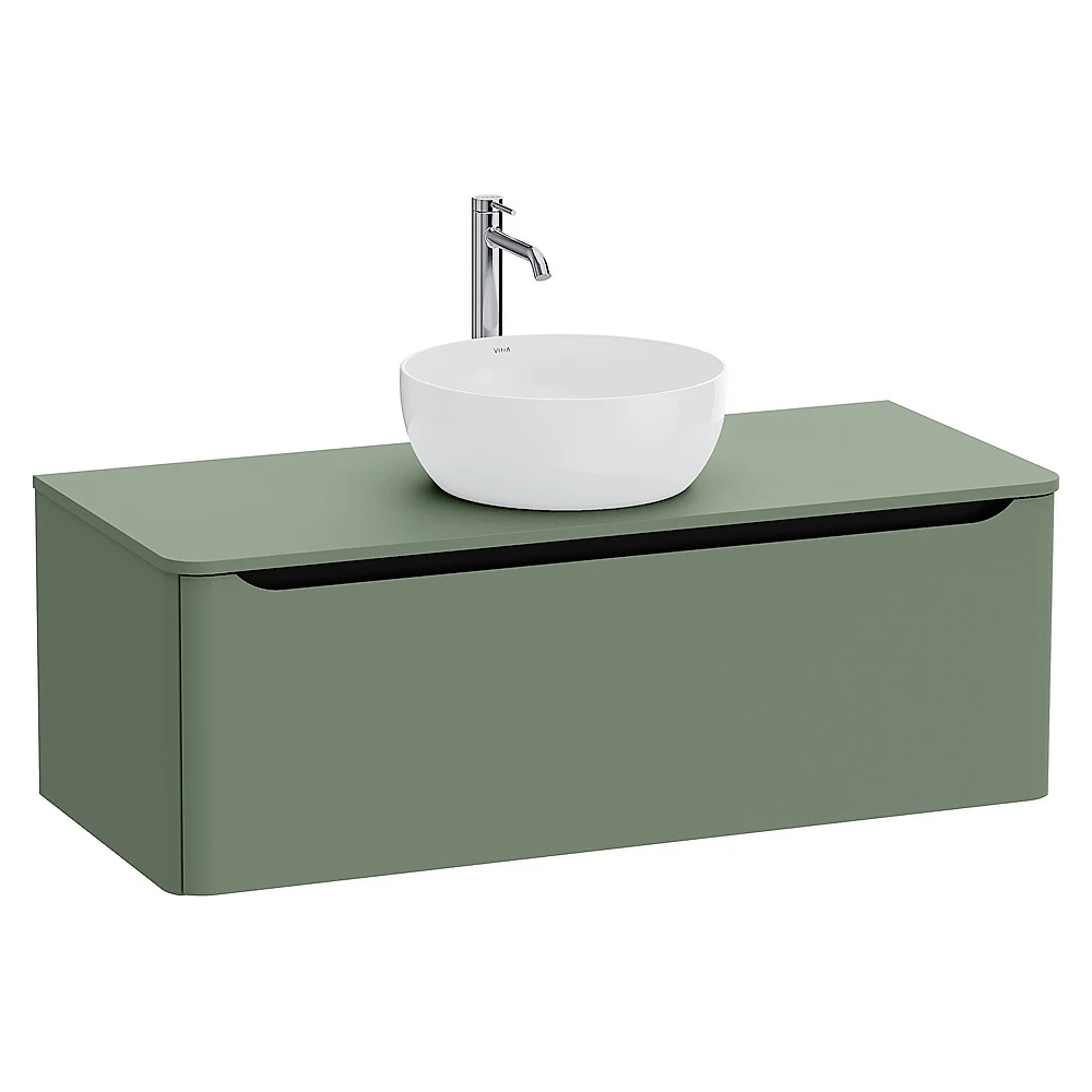 Vitra Integra Round 120 Cm Mat Yeşil Tek Çekmeceli Lavabosuz Lavabo Dolabı