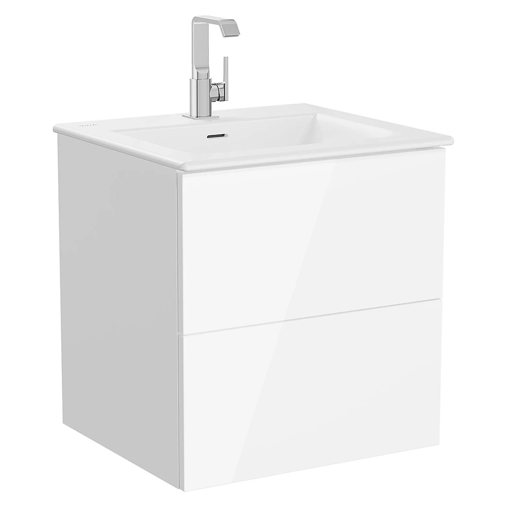 Vitra Metropole Pure 60 Cm Parlak Beyaz İki Çekmeceli Etajerli Lavabolu Lavabo Dolabı