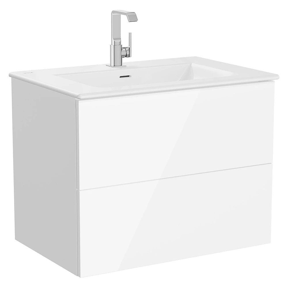 Vitra Metropole Pure 80 Cm Parlak Beyaz İki Çekmeceli Etajerli Lavabolu Lavabo Dolabı