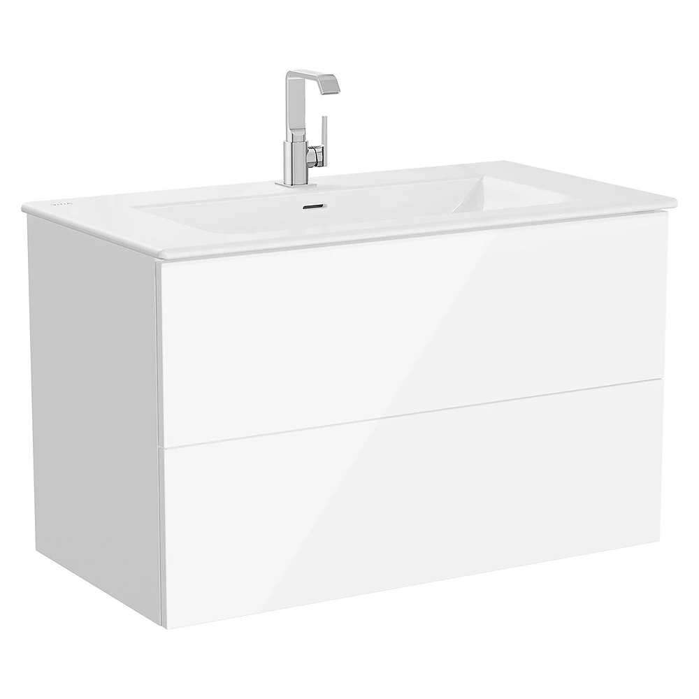 Vitra Metropole Pure 100 Cm Parlak Beyaz İki Çekmeceli Etajerli Lavabolu Lavabo Dolabı