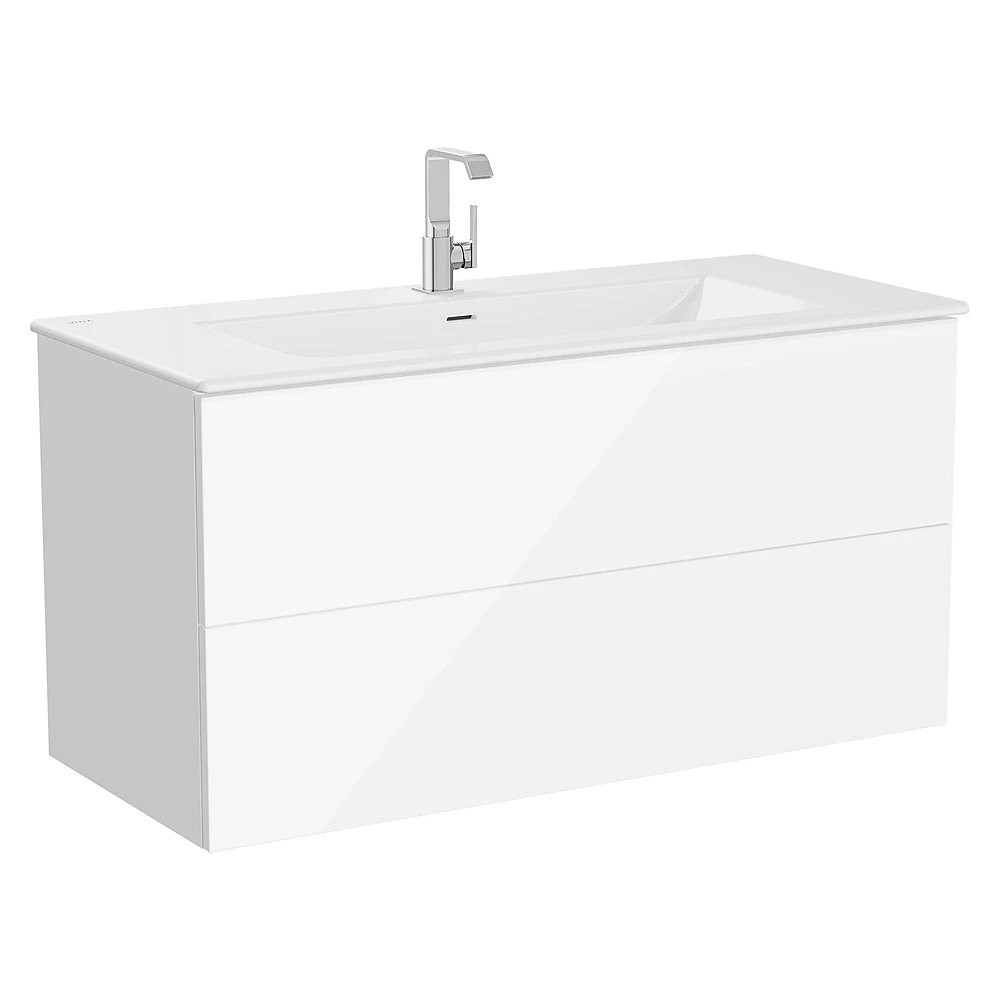 Vitra Metropole Pure 120 Cm Parlak Beyaz İki Çekmeceli Etajerli Lavabolu Lavabo Dolabı