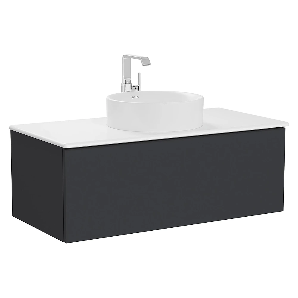 Vitra Metropole Pure 100 Cm Mat Grafit Tek Çekmeceli Lavabo Dolabı