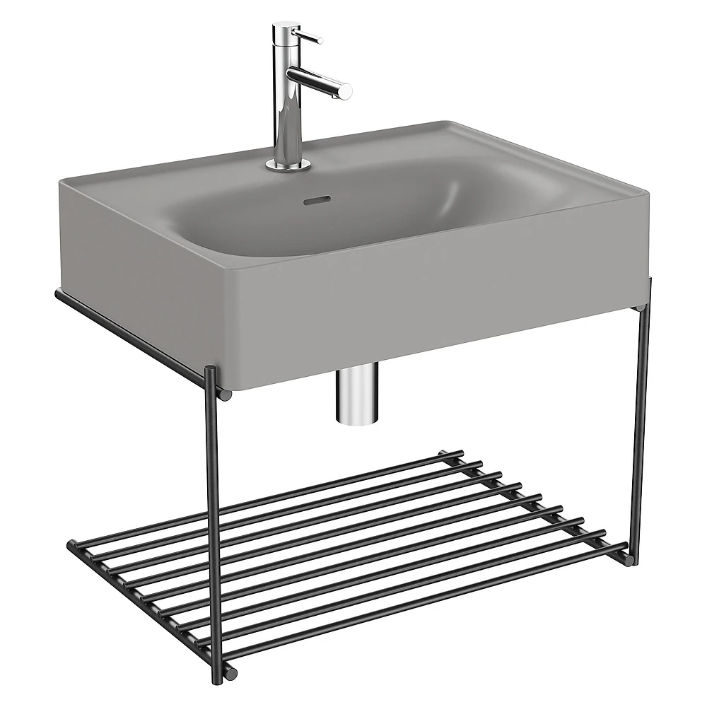 Vitra Equal 60 Cm Gri Gri Lavabolu Raflı Lavabo Ünitesi